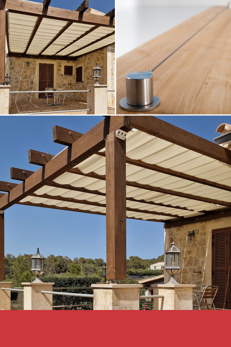 Markise im mediteranen Dach mit Pergolakonstruktion für die Pergolamarkis#PSXL von SPANNMAXXL