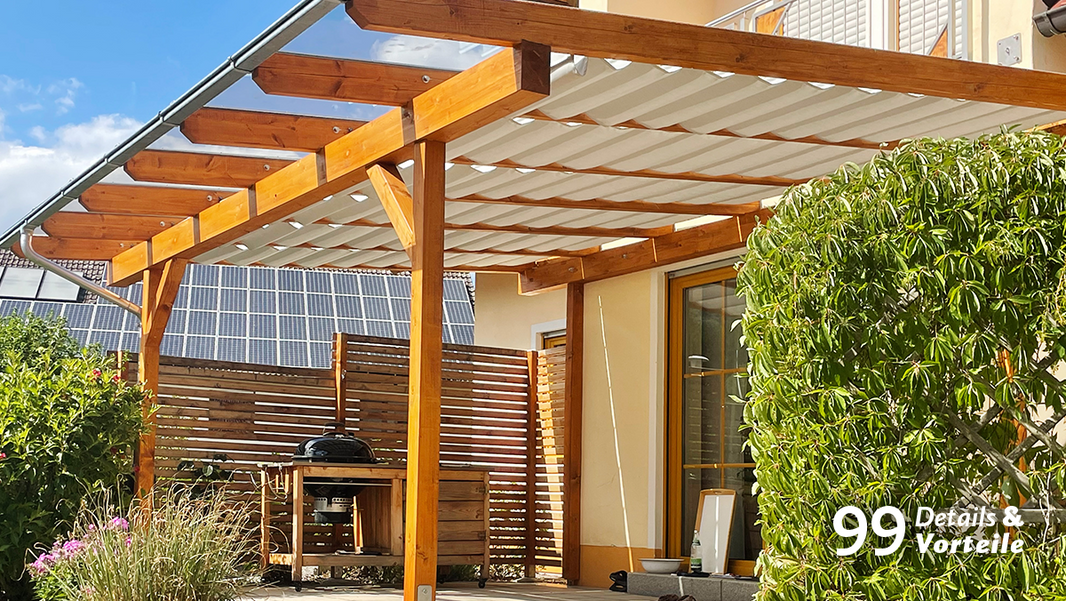 Sonnenschutz im Terrassendach mit SPANNMAXXL-System