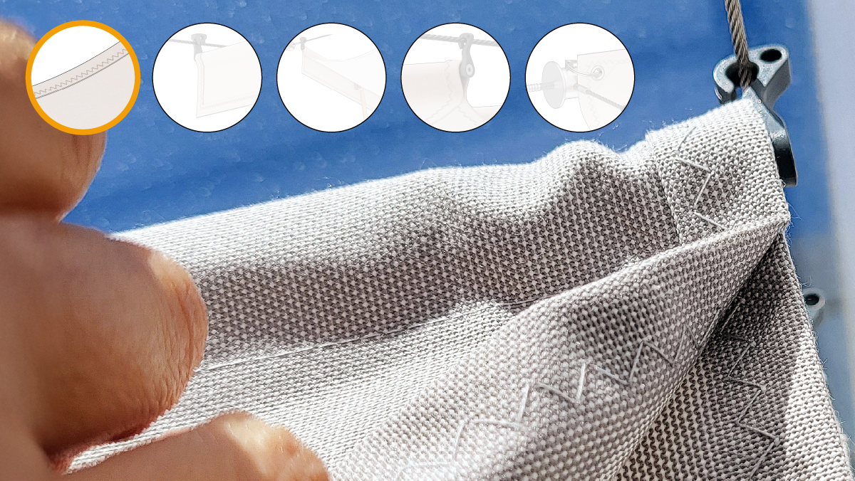 Faltmarkise Spannmaxxl mit Zick-Zack-Naht