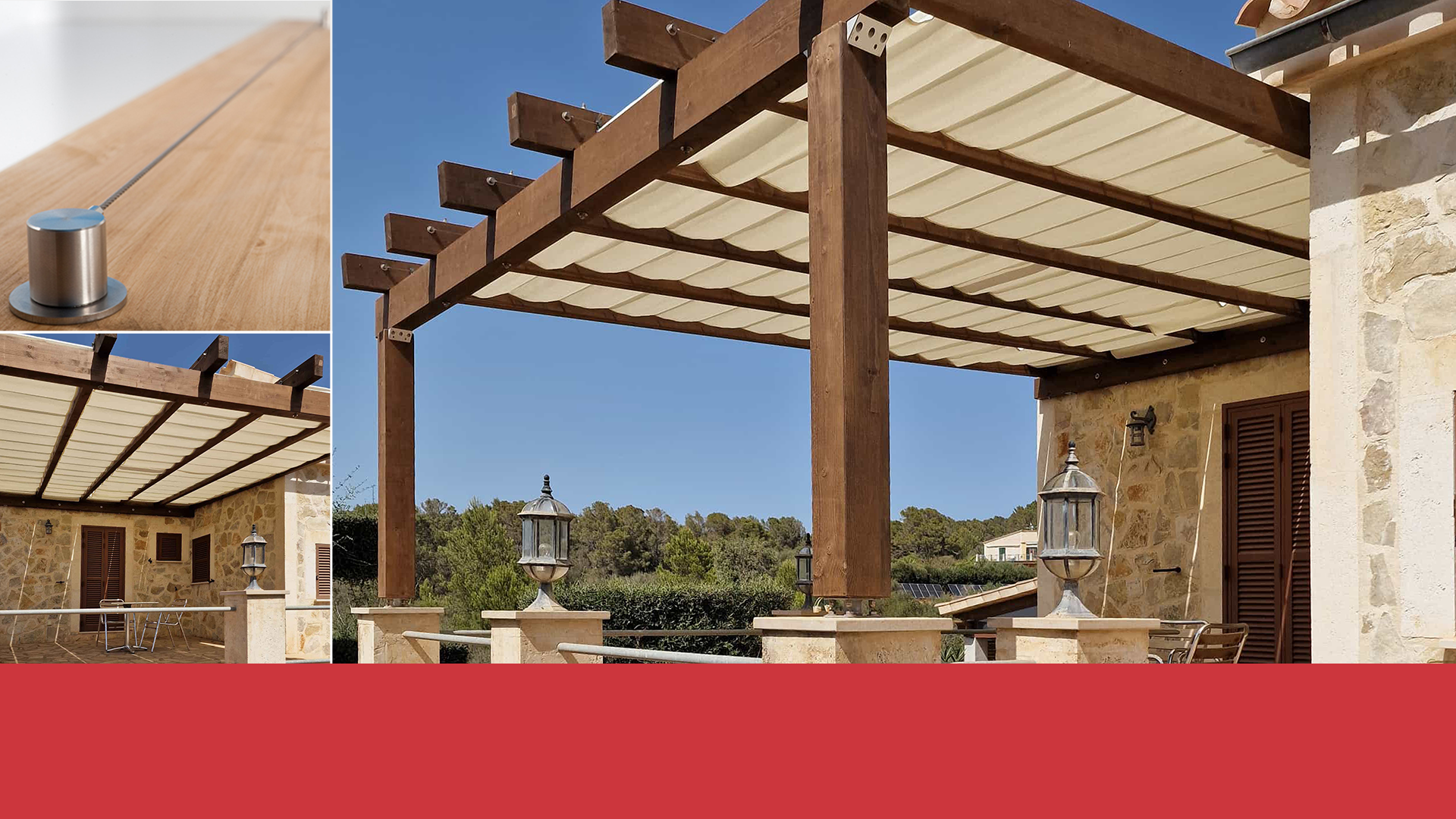 Markise im mediteranen Dach mit Pergolakonstruktion für die Pergolamarkis#PSXL von SPANNMAXXL