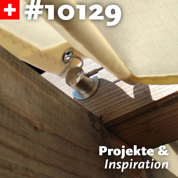 Liebe im Detail der Pergola-Markise mit Seilspannsystem Wolkenbahn von SPANNMAXXL mit gefrästen Vollmaterial-Edelstahl-Zylindern