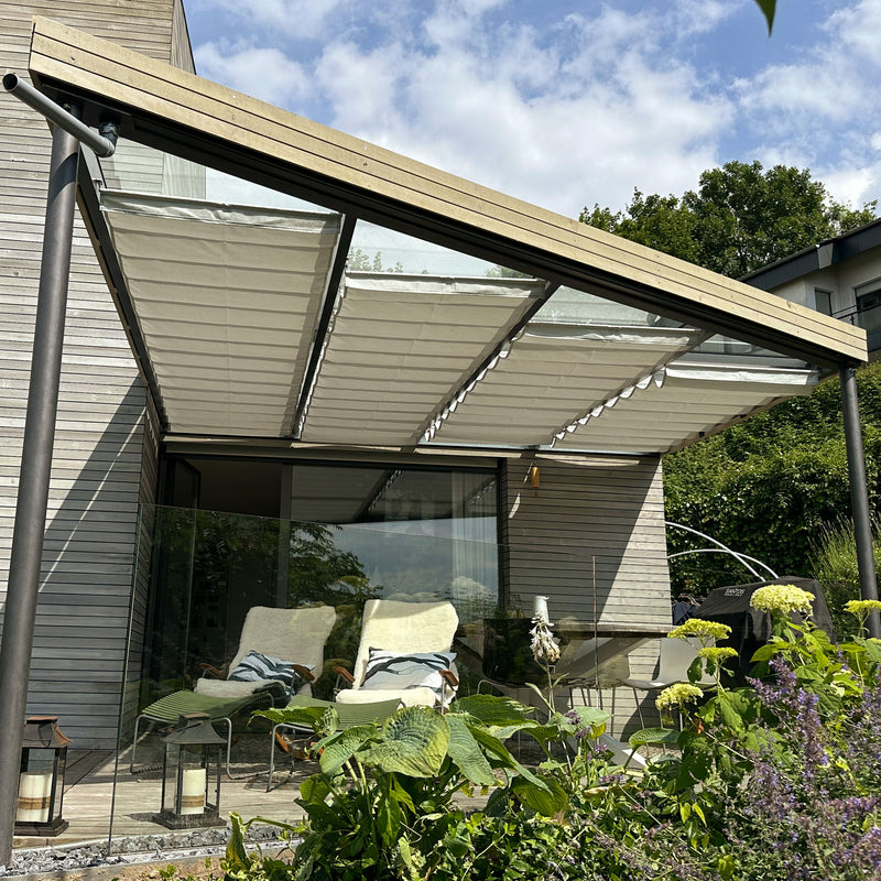 Terrassendach-Sonnenschutz-Spannseil-System
