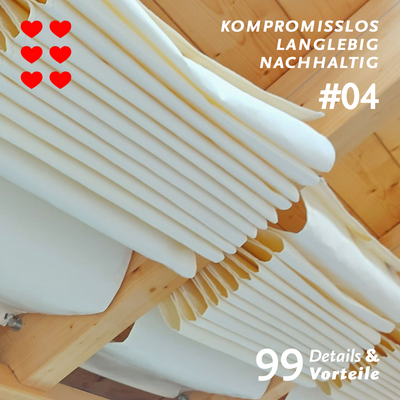 Hochwertige und langlebige Materialien wie ACRYL-Textilien sind ein großer Vorteil der Per-golabeschattung von SPANNMAXXL