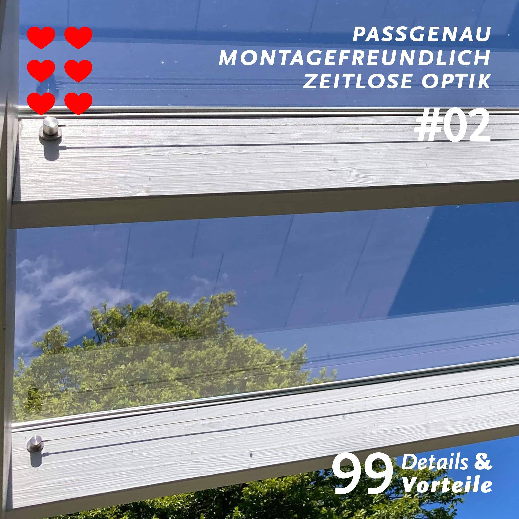 Vorteil zwei der Pergolamarkise PSXL von SPANNMAXXL sind die passgenauen Spannseile zwischen den Spannseil-Zylindern