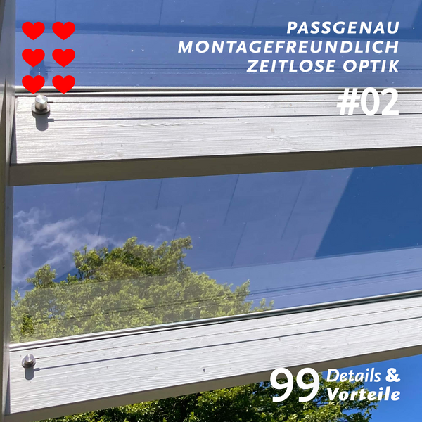 Vorteil zwei der Pergolamarkise PSXL von SPANNMAXXL sind die passgenauen Spannseile zwischen den Spannseil-Zylindern