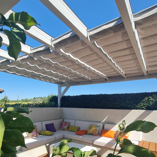 Seilspannmarkise passgenau auf Maß mit Wolkenbahn-Spannmaxxl-System – Spannseile für Terrassendach-Seilspannmarkise